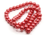 53 8mm Red Glass Pearl Beads Faux Pearls Jewelry Making Beading Supplies Round Accent Beads Ball Beads Small Spacer Beads