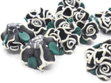 10 Black Polymer Clay Flower Beads Jewelry Making Beading Supplies Loose Beads to String Floral Bead Bouquets