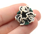 10 Black Polymer Clay Flower Beads Jewelry Making Beading Supplies Loose Beads to String Floral Bead Bouquets