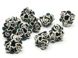 10 Black Polymer Clay Flower Beads Jewelry Making Beading Supplies Loose Beads to String Floral Bead Bouquets