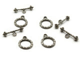 4 13mm Toggle Clasps Silver Grey Metal Clasps Jewelry Making Beading Supplies Smileyboy Beads Findings Ring and Bar Clasp