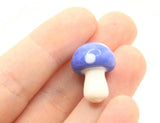 6 19mm Opaque Blue and White Mushroom Beads Polka Dot Lampwork Glass Beads Plant Beads Jewelry Making Beading Supplies