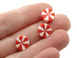 30 Peppermint Polymer Clay Beads Red and White Beads Christmas Beads Small Loose Coin Beads Holiday Beads Jewelry Making