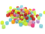 100 9mm Mixed Color Glow in the Dark Plastic Beads Pony Beads Tube Beads Jewelry Making Beading Supplies Loose Beads to String