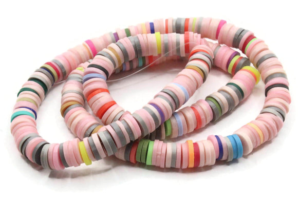 16 Inch Strand of Mixed Color Polymer Clay Heishe Disc Beads to String Jewelry Making Beading Supplies