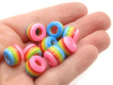 10 12mm Pink to Blue Rainbow Striped Beads Tube Beads to String Large Hole Beads Lightweight Beads European Style Beads Jewelry Making