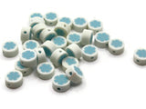 30 Snowflake Polymer Clay Beads White and Blue Beads Christmas Beads Small Loose Coin Beads Holiday Beads Jewelry Making