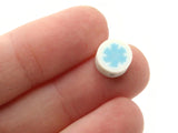 30 Snowflake Polymer Clay Beads White and Blue Beads Christmas Beads Small Loose Coin Beads Holiday Beads Jewelry Making