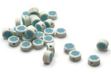 30 Snowflake Polymer Clay Beads White and Blue Beads Christmas Beads Small Loose Coin Beads Holiday Beads Jewelry Making