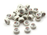 30 Santa Claus Polymer Clay Beads White Red and Black Beads Christmas Beads Small Loose Coin Beads Holiday Beads Jewelry Making