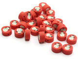 30 Snowman Polymer Clay Beads Red and White Beads Christmas Beads Small Loose Coin Beads Holiday Beads Jewelry Making