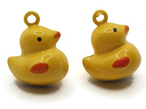 2 21mm Yellow Cartoon Duck Brass Bell Charms Jewelry Making Beading Supplies