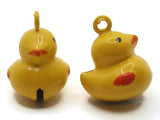 2 21mm Yellow Cartoon Duck Brass Bell Charms Jewelry Making Beading Supplies