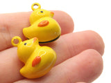 2 21mm Yellow Cartoon Duck Brass Bell Charms Jewelry Making Beading Supplies