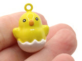 2 26mm Yellow Chick in Egg Brass Bell Charms Jewelry Making Beading Supplies