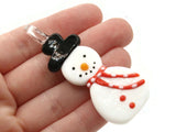 Glass Snowman Pendant Christmas Ornament Pendant Choose Scarf Color Jewelry Making Beading Supplies