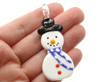 Glass Snowman Pendant Christmas Ornament Pendant Choose Scarf Color Jewelry Making Beading Supplies