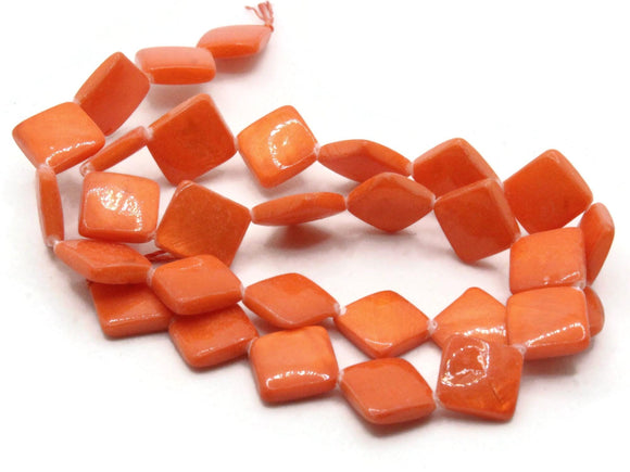 13mm Orange Mother of Pearl Diamond Beads Full Strand Dyed Shell Beads to String Natural Seashell Beads Jewelry Making Beading Supplies