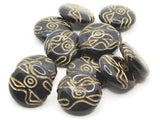 12 19mm Black Plastic Coin Beads with Gold Trim Loose Beads to String Jewelry Making Beading Supplies Black and Gold Acrylic Beads