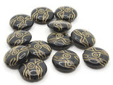 12 19mm Black Plastic Coin Beads with Gold Trim Loose Beads to String Jewelry Making Beading Supplies Black and Gold Acrylic Beads