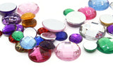 50 Mixed Size Round Jewel Cabochons Plastic Gems Silver Foil Back Cabochons Round Cut Cabochons Mixed Color Flat Back Rhinestones Smileyboy