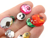 50 Mixed Size Round Jewel Cabochons Plastic Gems Silver Foil Back Cabochons Round Cut Cabochons Mixed Color Flat Back Rhinestones Smileyboy