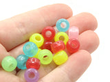 100 9mm Mixed Color Glow in the Dark Plastic Beads Pony Beads Tube Beads Jewelry Making Beading Supplies Loose Beads to String