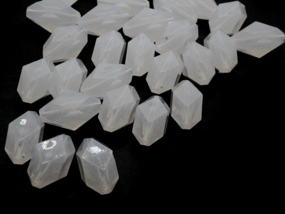 30 18mm Frosted White Beads Acrylic Rectangle Jewel Beads Acrylic Gems Plastic Beads to String Jewelry Making Beading Supplies