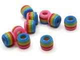 10 12mm Pink to Blue Rainbow Striped Beads Tube Beads to String Large Hole Beads Lightweight Beads European Style Beads Jewelry Making