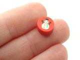 30 Snowman Polymer Clay Beads Red and White Beads Christmas Beads Small Loose Coin Beads Holiday Beads Jewelry Making