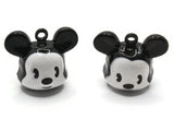 2 25mm Black and White Cartoon Mouse Head Brass Bell Charms Jewelry Making Beading Supplies