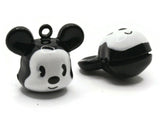 2 25mm Black and White Cartoon Mouse Head Brass Bell Charms Jewelry Making Beading Supplies