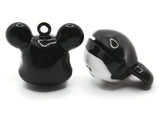 2 25mm Black and White Cartoon Mouse Head Brass Bell Charms Jewelry Making Beading Supplies