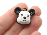 2 25mm Black and White Cartoon Mouse Head Brass Bell Charms Jewelry Making Beading Supplies