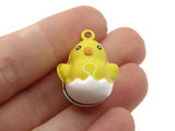 2 26mm Yellow Chick in Egg Brass Bell Charms Jewelry Making Beading Supplies