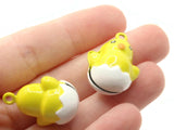 2 26mm Yellow Chick in Egg Brass Bell Charms Jewelry Making Beading Supplies