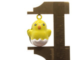 2 26mm Yellow Chick in Egg Brass Bell Charms Jewelry Making Beading Supplies