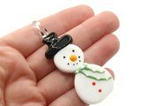 Glass Snowman Pendant Christmas Ornament Pendant Choose Scarf Color Jewelry Making Beading Supplies