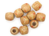 10 17mm Square Checker Pattern Beads Beige Wood Barrel Beads Jewelry Making Beading and Macrame Supplies Large Hole Lightweight Beads