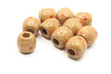 10 17mm Square Checker Pattern Beads Beige Wood Barrel Beads Jewelry Making Beading and Macrame Supplies Large Hole Lightweight Beads