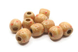 10 17mm Square Checker Pattern Beads Beige Wood Barrel Beads Jewelry Making Beading and Macrame Supplies Large Hole Lightweight Beads