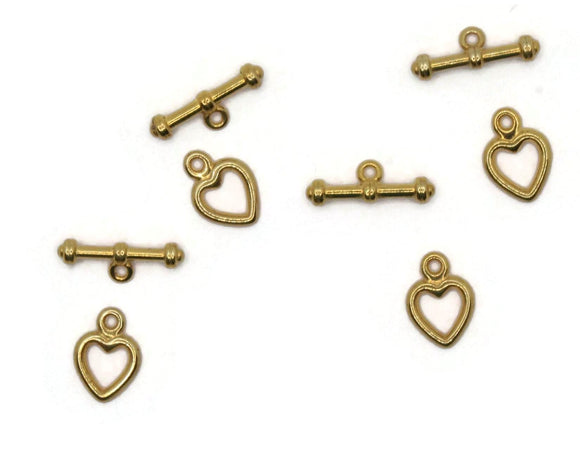 4 17mm Heart Toggle Clasps Golden Metal Clasps Jewelry Making Beading Supplies Smileyboy Beads Findings Ring and Bar Clasps