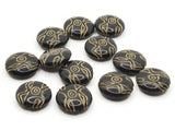 12 19mm Black Plastic Coin Beads with Gold Trim Loose Beads to String Jewelry Making Beading Supplies Black and Gold Acrylic Beads