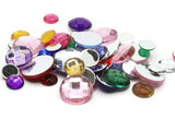 50 Mixed Size Round Jewel Cabochons Plastic Gems Silver Foil Back Cabochons Round Cut Cabochons Mixed Color Flat Back Rhinestones Smileyboy