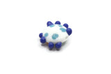 19mm White Coin with Blue Dots and a Duck Bead Flat Round Lampwork Glass Bead Jewelry Making and Beading Supplies