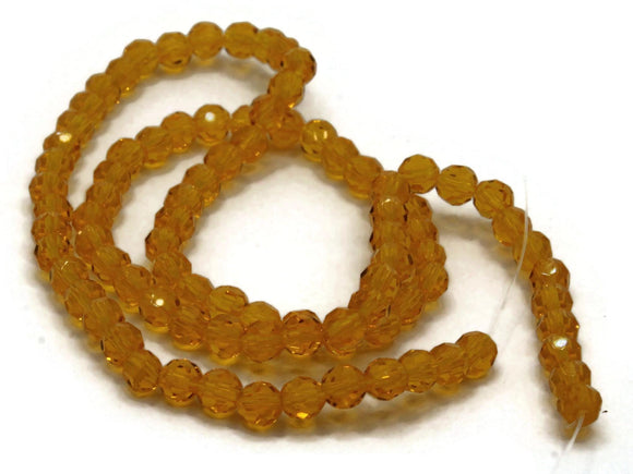 90 4mm Orange Faceted Round Beads Full Strand Glass Beads Jewelry Making Beading Supplies