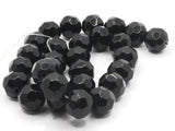 28 12mm Black Faceted Round Beads Full Strand Glass Beads to String Jewelry Making Beading Supplies