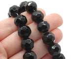 28 12mm Black Faceted Round Beads Full Strand Glass Beads to String Jewelry Making Beading Supplies