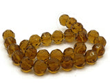 28 12mm Light Brown Faceted Round Beads Full Strand Glass Beads to String Jewelry Making Beading Supplies