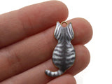 30mm Alloy Metal Cat Pendants Gray Striped Enamel Cat Beads Gold Tone Jewelry Making Beading Supplies